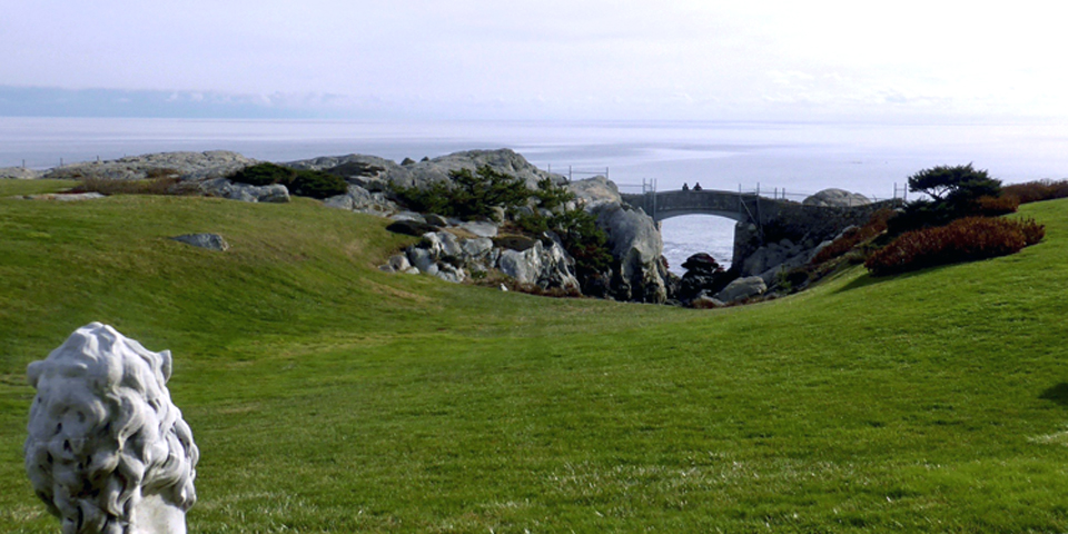 View of the Cliff Walk and the "Rough Point" the mansion.