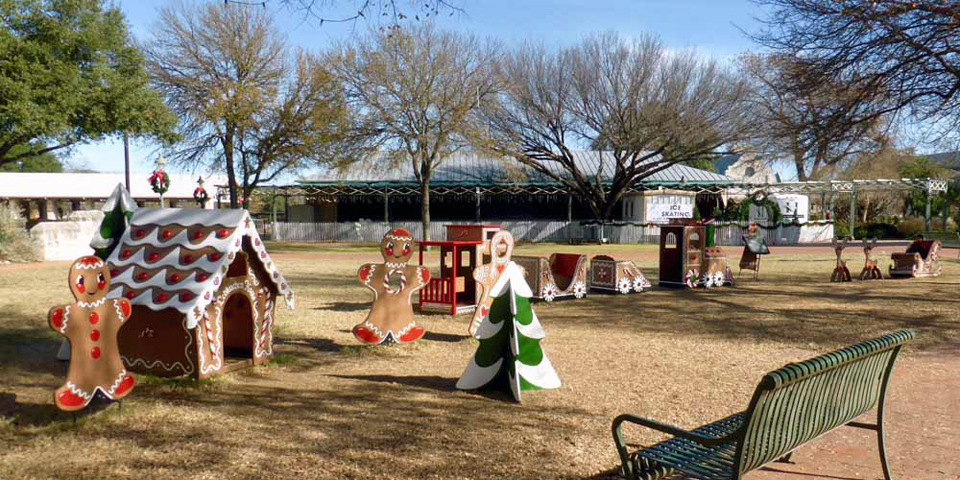 Marktplatz decorated for the holidays, Fredericksburg, Texas