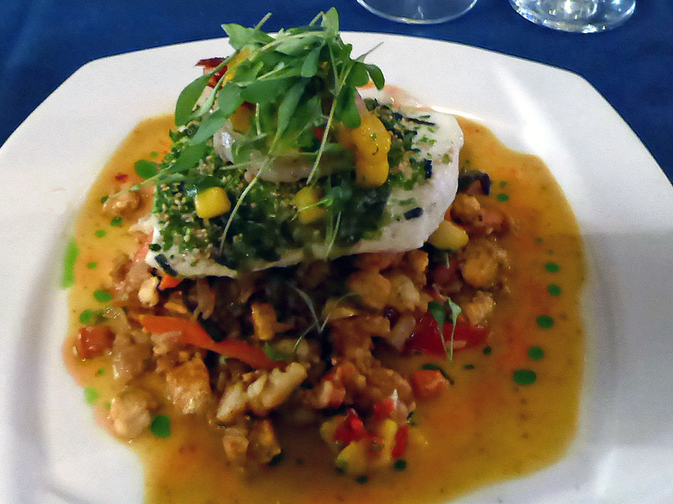 Special of the day, halibut, at Diamond's Edge Restaurant