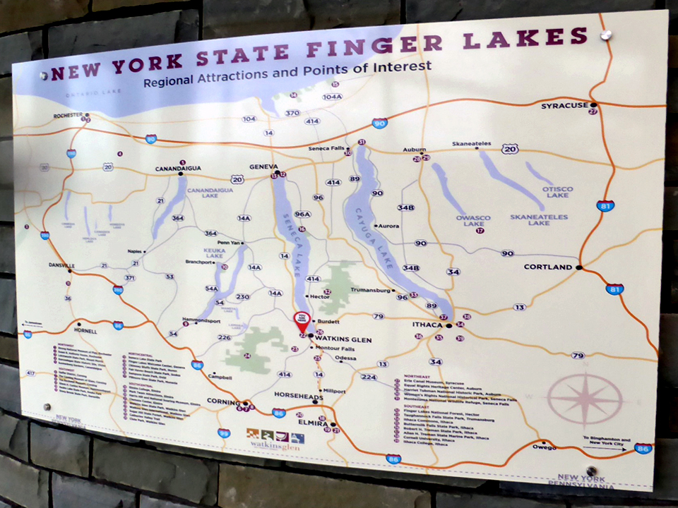 New York Finger Lakes sign, Watkins Glen State Park, NU