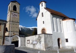 bell tower of the Convent of St. John, Val Mustair, Switzerland