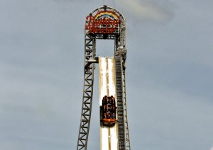 America’s tallest flume ride, Pilgrim’s Plunge, Holiday World, Santa Claus, Indiana