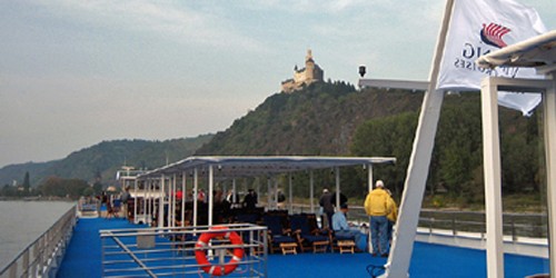 The Viking Sun approaching Marksburg Castle, Rhine River, Germany