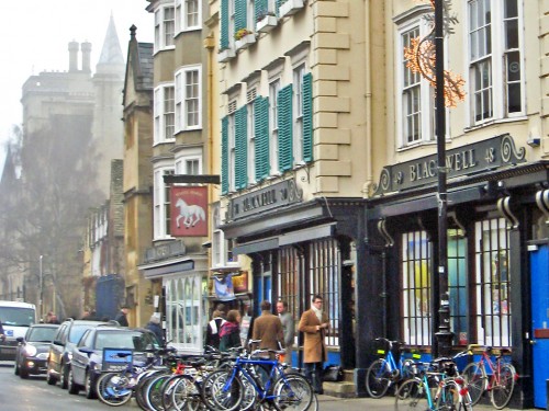 Blackwell’s Book Shop Blackwell’s Book Shop, Oxfam Charity Shop, and the cobbled cross in center of the road where the Anglican martyrs were burned are all on Broad Street.