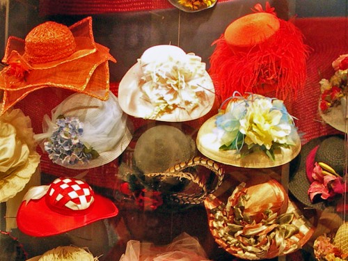 examples of the best hats from the derby contest, Kentucky Derby Museum, Louisville, Kentucky