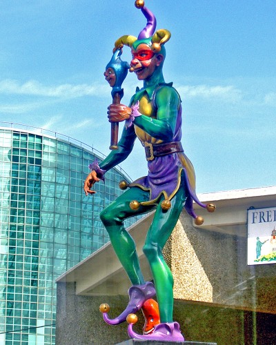 jester along the Riverwalk, New Orleans, Louisiana