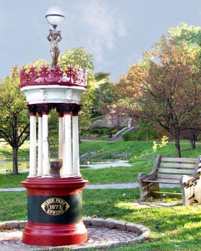 The mineral waters of Saratoga Springs may be sampled free at Saratoga Race Course, Saratoga Spa State Park, the Old Iron Spring in Ballston Spa, and here in Congress Park.