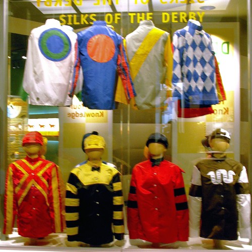 Silks of the jockeys are showcased at the Kentucky Derby Museum, Louisville, Kentucky.