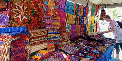 woven fabrics at the market at the port of San Juan del Sur, Nicaragua