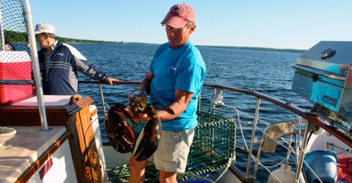 Captain Ken aboard the Brown Eyed Girl, Shelburne, Nova Scotia