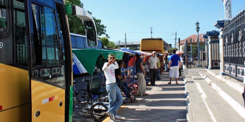 pedicabs for hire by San Pedro Catholic Church, Rivas, Nicaragua