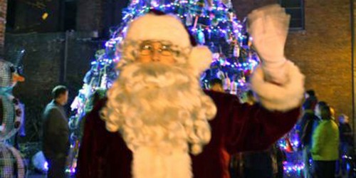 Santa and the holiday tree, Gloucester, Massachusetts