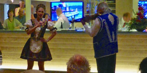 Hungarian dancer and Gypsy violinist aboard Viking River Cruises Viking Njord