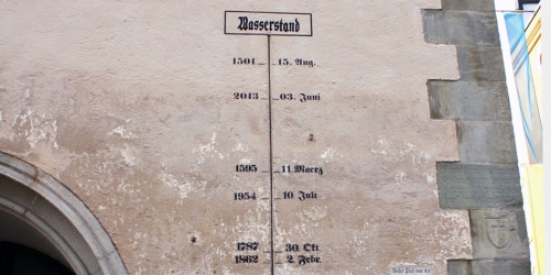 heights of flood waters in Passau
