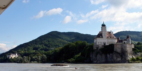 view of the 12th Century Schonbuhel Castle from the Viking Njord