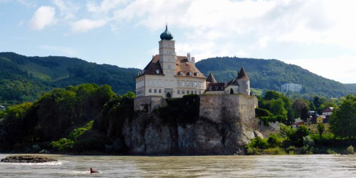 view of the 12th Century Schonbuhel Castle from the Viking Njord