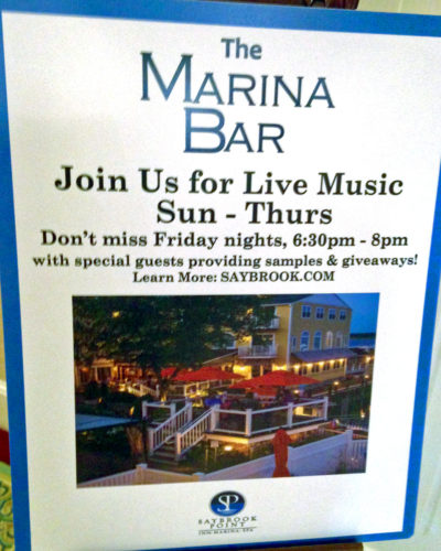 Marina Bar live music sign, Saybrook Point Inn & Spa, Old Saybrook, Connecticut