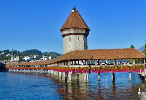 Chapel Bridge and Water Tower, Lucerne, Switzerland