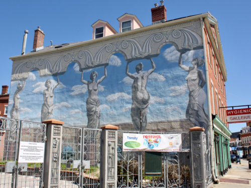 mural on Hygienic Art building, New London, Connecticut