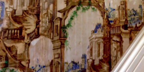 original Victorian-era wallpaper in the foyer of White Columns, Kennebunkport, Maine