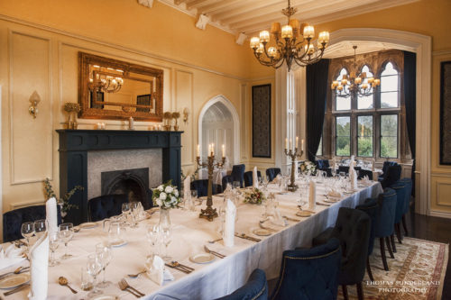 Castle dining room, Kilkea Castle, Castledermot, County Kildare, Ireland. Thomas Sunderland Photography.